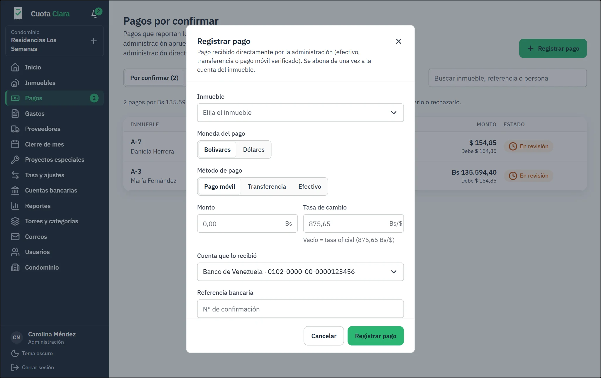Registrar un pago recibido directamente