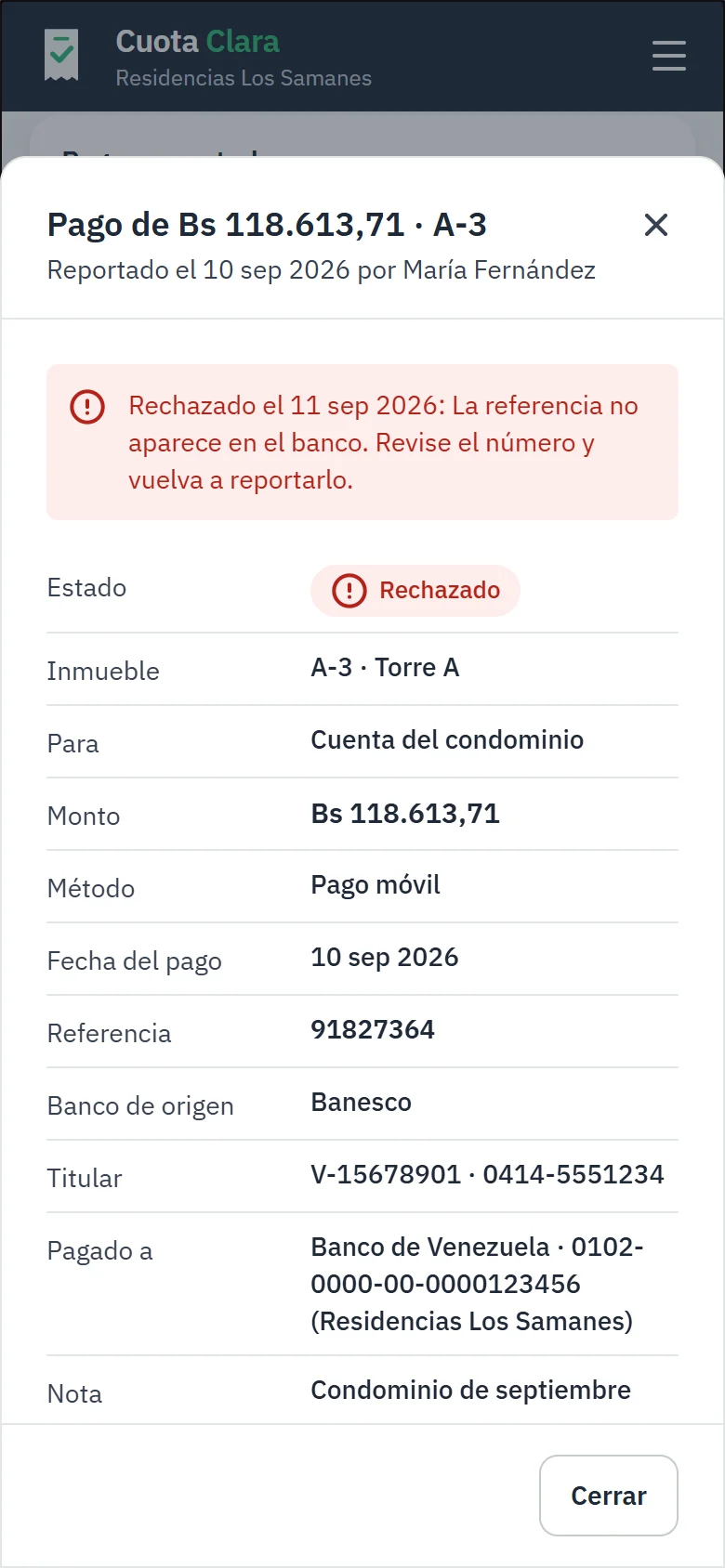 Un reporte rechazado dice por qué